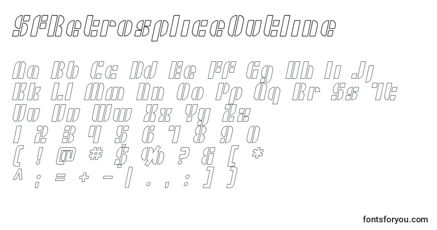 A fonte SfRetrospliceOutline – alfabeto, números, caracteres especiais