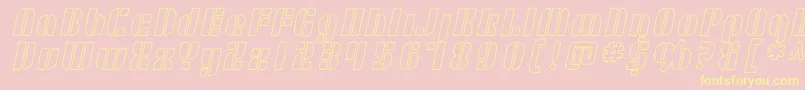 Fonte SfRetrospliceOutline – fontes amarelas em um fundo rosa