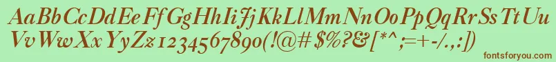 CaslonClassicoBolditalic Font – Brown Fonts on Green Background