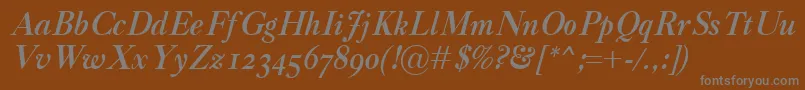 Saiba mais sobre a fonte CaslonClassicoBolditalic Fonte CaslonClassicoBolditalic – fontes cinzas em um fundo marrom