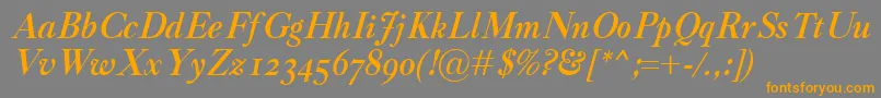 Więcej informacji o czcionce CaslonClassicoBolditalic Czcionka CaslonClassicoBolditalic – pomarańczowe czcionki na szarym tle