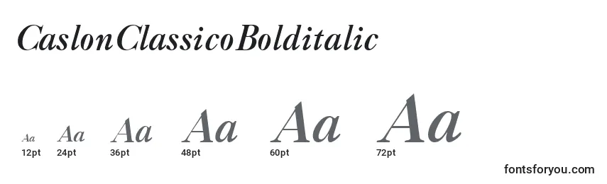 Размеры шрифта CaslonClassicoBolditalic