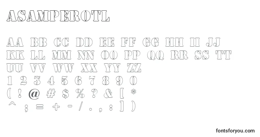 Czcionka ASamperotl – alfabet, cyfry, specjalne znaki