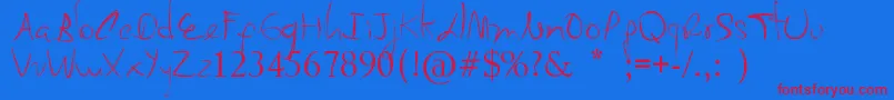 フォントMyMomSFont – 赤い文字の青い背景