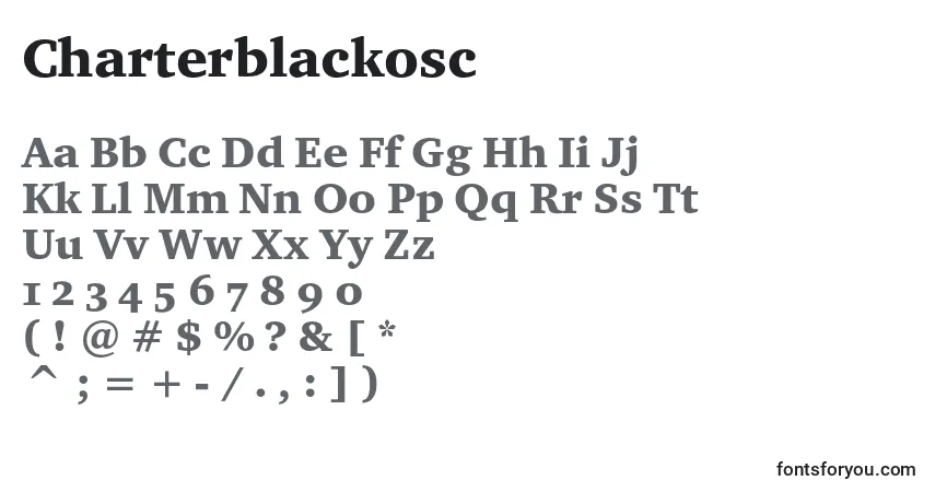 Czcionka Charterblackosc – alfabet, cyfry, specjalne znaki