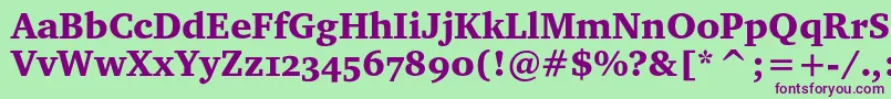 Charterblackosc Font – Purple Fonts on Green Background