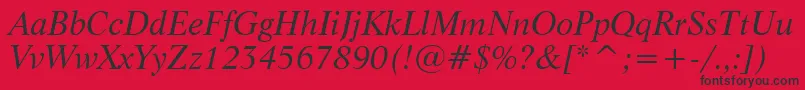 Fonte LifeItalicBt – fontes pretas em um fundo vermelho