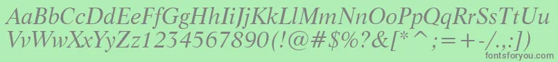 フォントLifeItalicBt – 緑の背景に灰色の文字