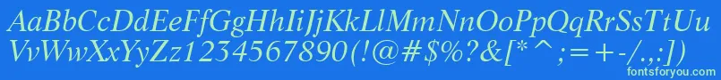 LifeItalicBt Font – Green Fonts on Blue Background