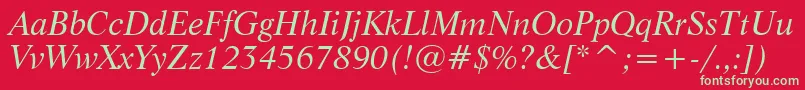 Czcionka LifeItalicBt – zielone czcionki na czerwonym tle
