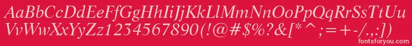 Fonte LifeItalicBt – fontes rosa em um fundo vermelho