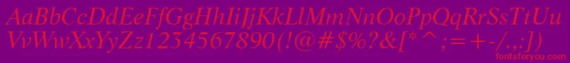 フォントLifeItalicBt – 紫の背景に赤い文字