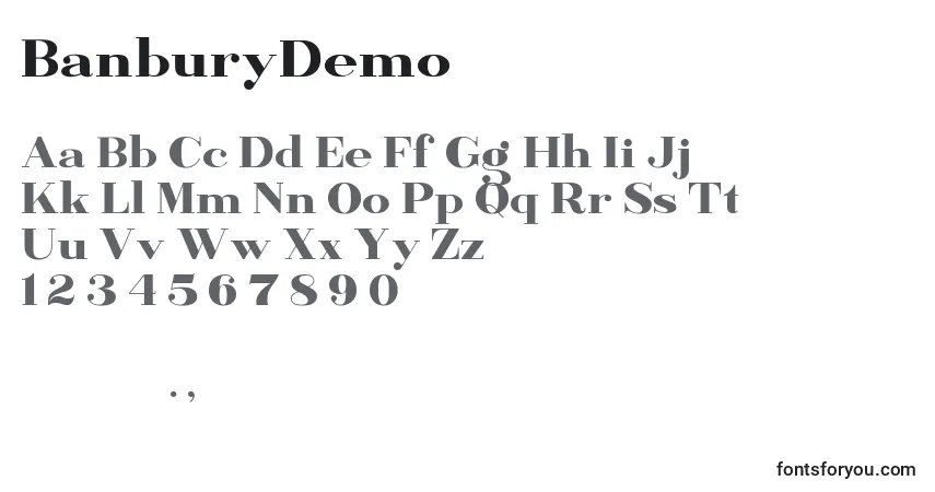 Шрифт BanburyDemo – алфавит, цифры, специальные символы