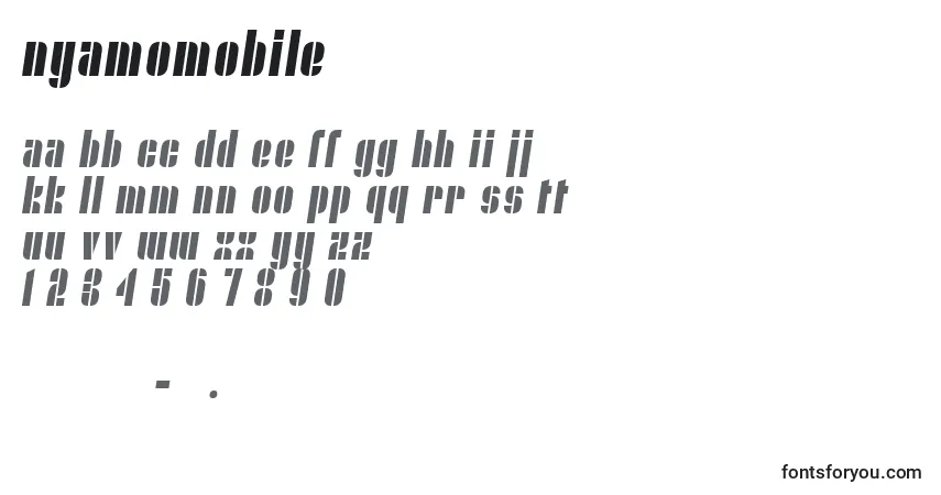 Schriftart Nyamomobile – Alphabet, Zahlen, spezielle Symbole