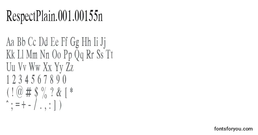 Czcionka RespectPlain.001.00155n – alfabet, cyfry, specjalne znaki