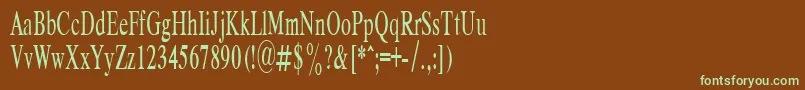 フォントRespectPlain.001.00155n – 緑色の文字が茶色の背景にあります。