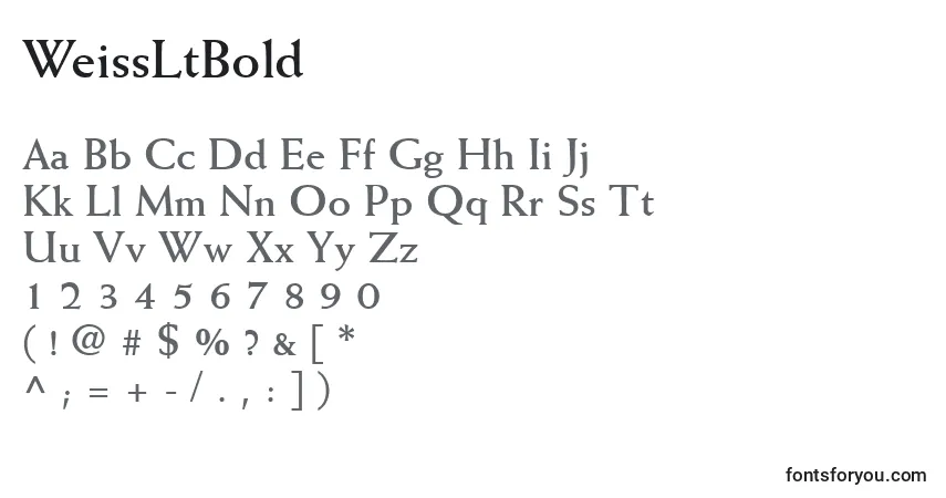 A fonte WeissLtBold – alfabeto, números, caracteres especiais