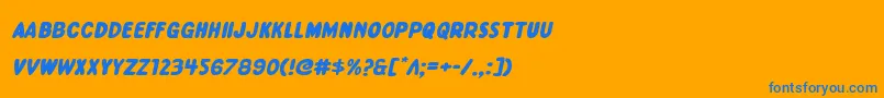 Excelsiorcomicsexpandital Font – Blue Fonts on Orange Background