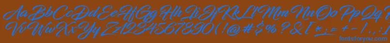 フォントInfiniteStrokeBolder – 茶色の背景に青い文字