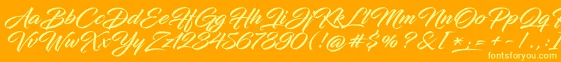 InfiniteStrokeBolder-Schriftart – Gelbe Schriften auf orangefarbenem Hintergrund