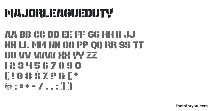 Fuente MajorLeagueDuty - alfabeto, números, caracteres especiales