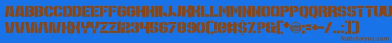 MajorLeagueDuty Font – Brown Fonts on Blue Background