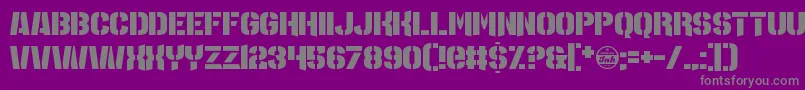 MajorLeagueDuty-Schriftart – Graue Schriften auf violettem Hintergrund