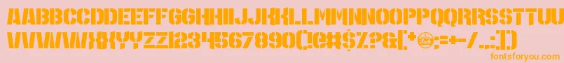 MajorLeagueDuty-Schriftart – Orangefarbene Schriften auf rosa Hintergrund