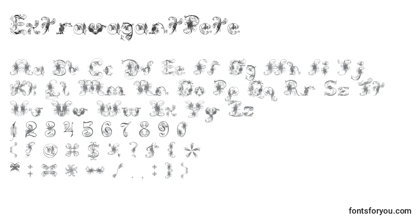 Schriftart ExtravagantPete – Alphabet, Zahlen, spezielle Symbole