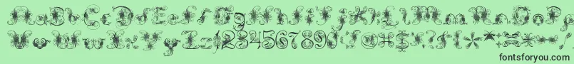 フォントExtravagantPete – 緑の背景に黒い文字