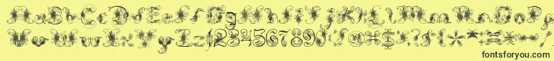 ExtravagantPete-fontti – mustat fontit keltaisella taustalla
