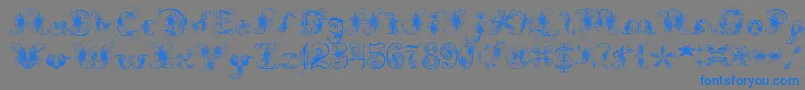 フォントExtravagantPete – 灰色の背景に青い文字