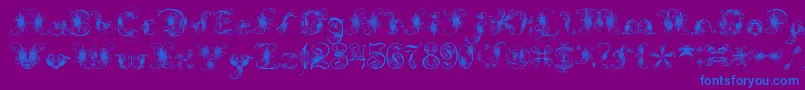 ExtravagantPete-Schriftart – Blaue Schriften auf violettem Hintergrund