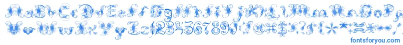 ExtravagantPete-fontti – siniset fontit valkoisella taustalla