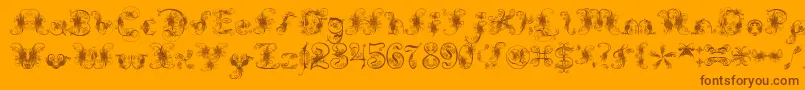 ExtravagantPete-Schriftart – Braune Schriften auf orangefarbenem Hintergrund