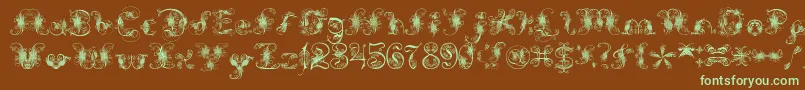 ExtravagantPete-fontti – vihreät fontit ruskealla taustalla