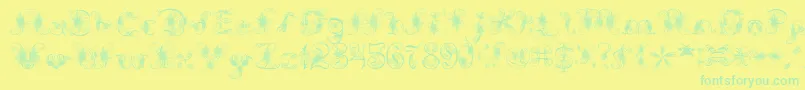 フォントExtravagantPete – 黄色い背景に緑の文字