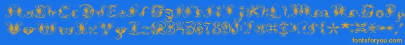 ExtravagantPete-fontti – oranssit fontit sinisellä taustalla