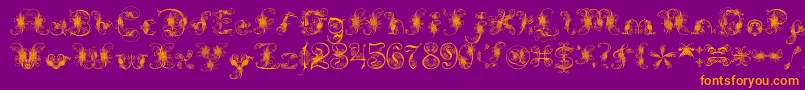ExtravagantPete-fontti – oranssit fontit violetilla taustalla