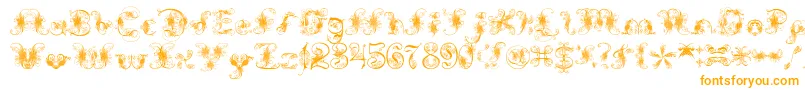 ExtravagantPete-fontti – oranssit fontit valkoisella taustalla