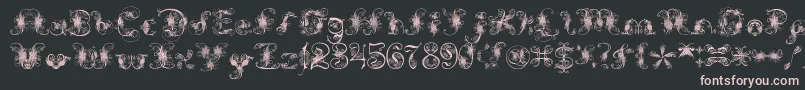 ExtravagantPete-fontti – vaaleanpunaiset fontit mustalla taustalla