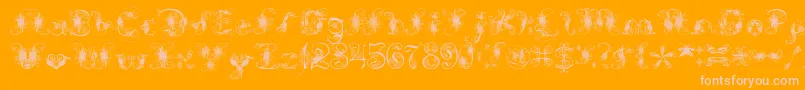 ExtravagantPete-fontti – vaaleanpunaiset fontit oranssilla taustalla
