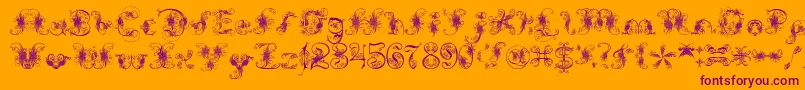 ExtravagantPete-Schriftart – Violette Schriften auf orangefarbenem Hintergrund