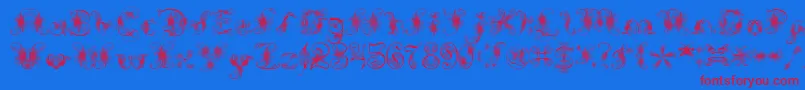 フォントExtravagantPete – 赤い文字の青い背景