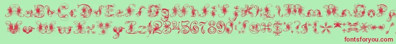 ExtravagantPete-fontti – punaiset fontit vihreällä taustalla