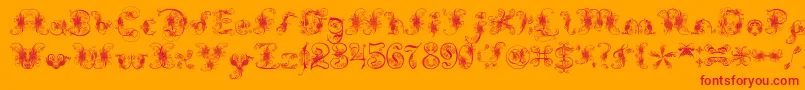 ExtravagantPete-fontti – punaiset fontit oranssilla taustalla