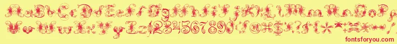 ExtravagantPete-fontti – punaiset fontit keltaisella taustalla