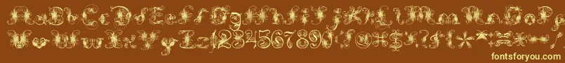 ExtravagantPete-fontti – keltaiset fontit ruskealla taustalla