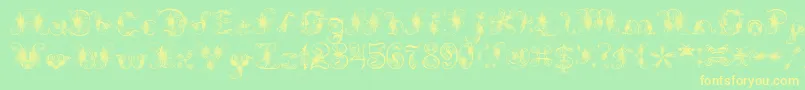 ExtravagantPete-Schriftart – Gelbe Schriften auf grünem Hintergrund