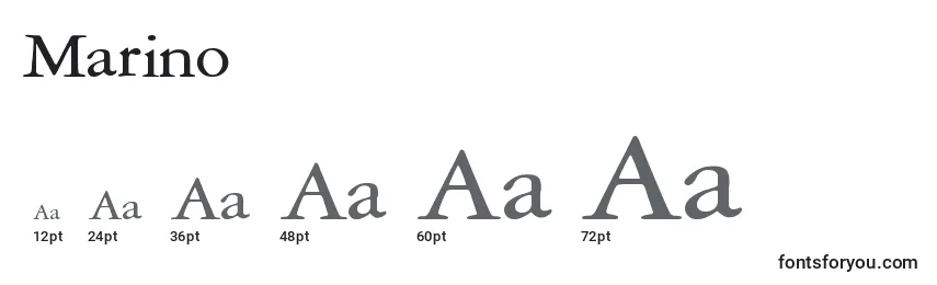 Размеры шрифта Marino